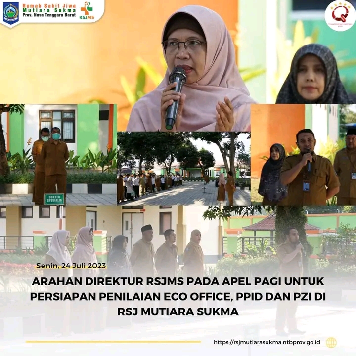 ARAHAN DIREKTUR RSJMS PADA APEL PAGI UNTUK PERSIAPAN PENILAIAN ECO OFFICE , PPID DAN PZI DI RSJ MUTIARA SUKMA